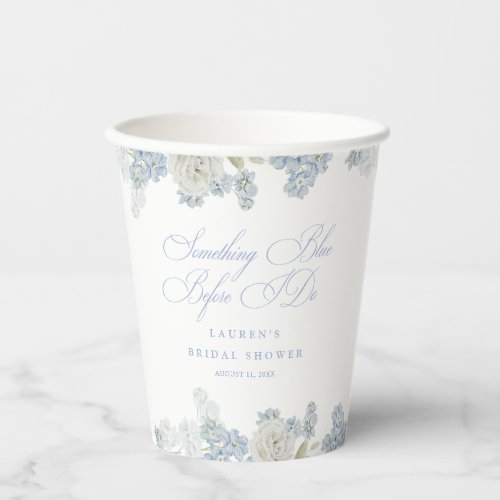 Elegant Something Blue Before I Do Bridal Shower Paper Cups