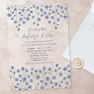 Elegant Something Blue Before I do Floral Acrylic Invitations