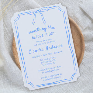 Elegant "Something Blue" Bow Sketch Bridal Shower Invitation