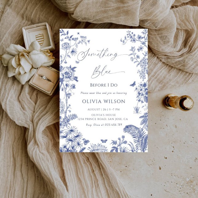 Elegant Something Blue Bridal Shower-Modern Floral Invitation (Creator Uploaded)
