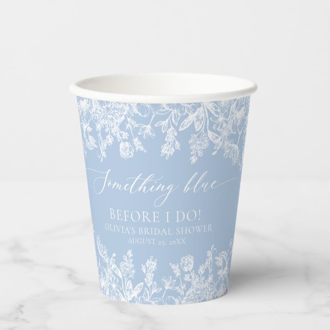 Elegant Something Blue Bridal Shower Paper cup (Front)