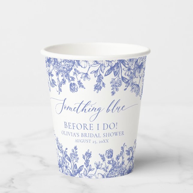 Elegant Something blue Bridal Shower Paper cup (Front)