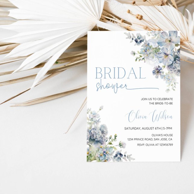 Elegant "Something Blue" Bridal Shower Party Invitation (Creator Uploaded)
