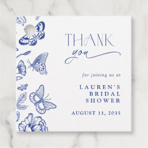 Elegant Something Blue Bridal Shower Thank You Favor Tags