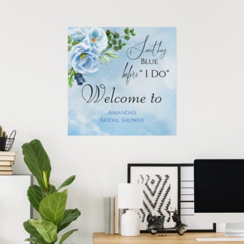 Elegant Something Blue Bridal Shower Welcome Poster