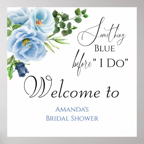 Elegant Something Blue Bridal Shower Welcome Poster