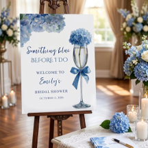 Elegant Something Blue Bridal Shower Welcome Sign