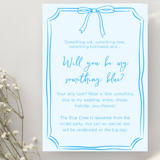 Elegant Something Blue Crew Bridal Party Proposal  Card