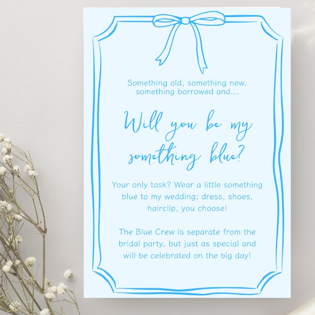 Elegant Something Blue Crew Bridal Party Proposal  Card (Creator Uploaded)