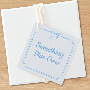 Elegant Something Blue Crew Cute Bow Bridal Party Favor Tags