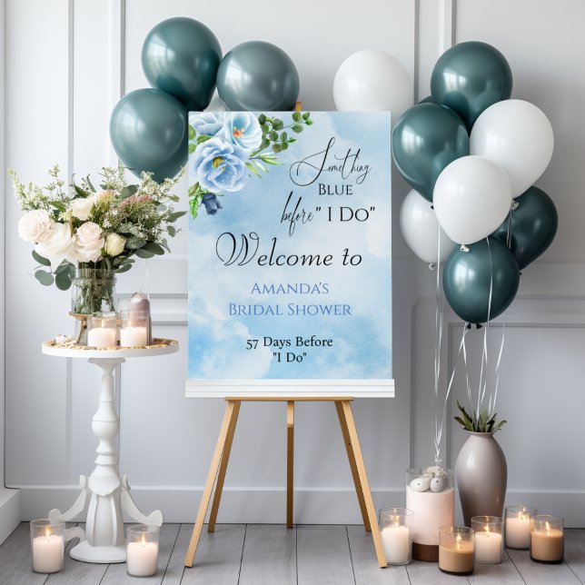 Elegant Something Blue Floral Bridal Shower Foam Board (Creator Uploaded)