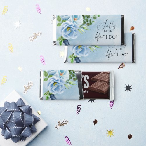 Elegant Something Blue Floral Bridal Shower Hershey Bar Favors