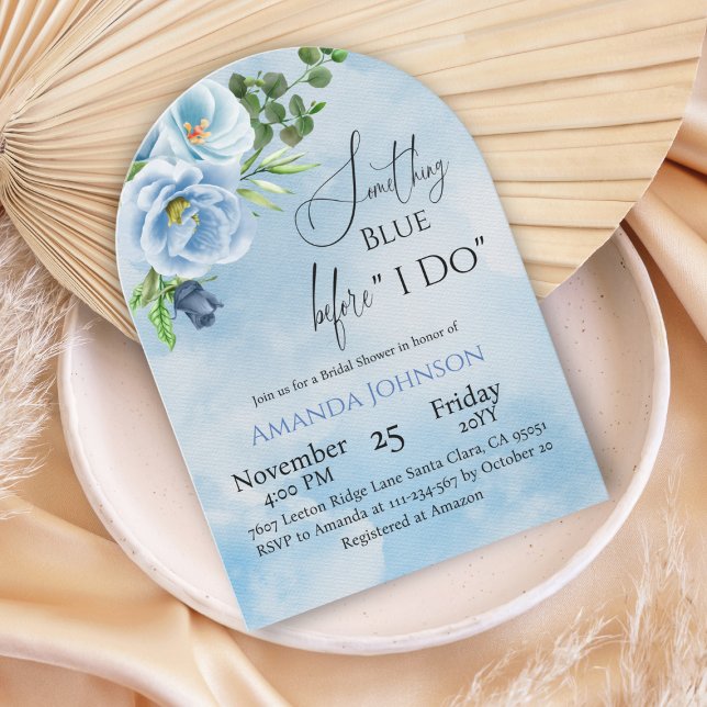 Elegant Something Blue Floral Bridal Shower Invitation (Creator Uploaded)