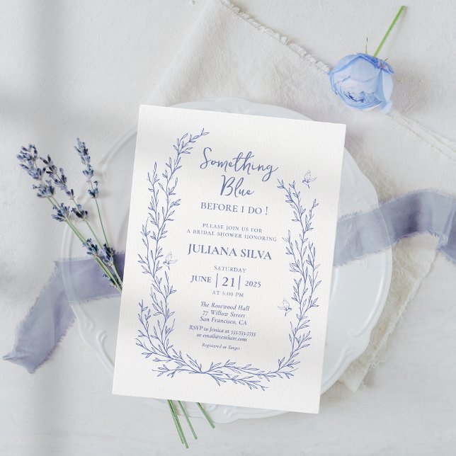 Elegant Something Blue  Floral Bridal Shower  Invitation (Creator Uploaded)