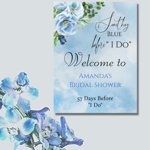 Elegant Something Blue Floral Bridal Shower Poster