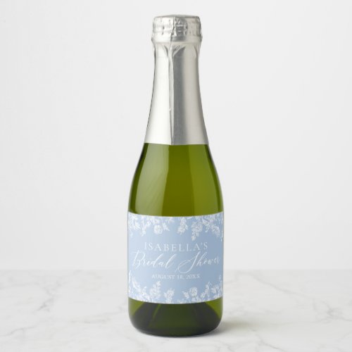 Elegant Something Blue Floral Bridal Shower  Sparkling Wine Label