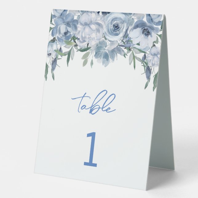 Elegant Something Blue Floral  Table Tent (Front)