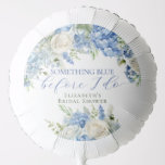 Elegant Something Blue Hydrangea Bridal Shower Balloon<br><div class="desc">Elegant and feminine "something blue before I do" bridal shower design with watercolor-painted floral arrangements of blue hydrangea flowers,  greenery,  and white roses.</div>