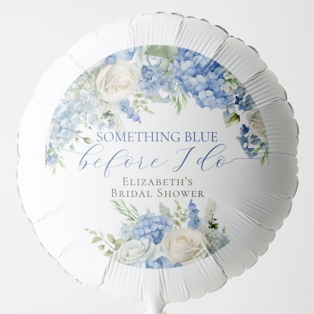 Elegant Something Blue Hydrangea Bridal Shower Balloon (Front)