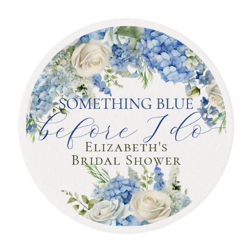 Elegant Something Blue Hydrangea Bridal Shower Edible Frosting Rounds