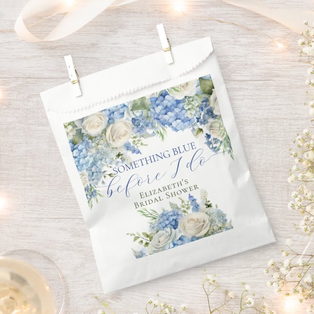 Elegant Something Blue Hydrangea Bridal Shower Favor Bag (Clipped)