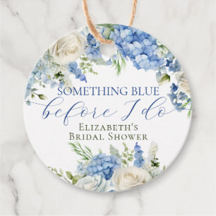 Elegant Something Blue Hydrangea Bridal Shower Favor Tags