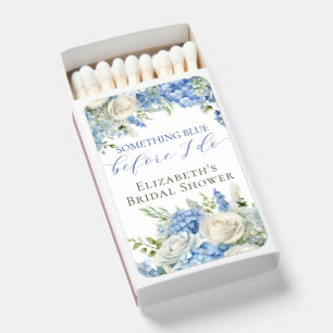 Elegant Something Blue Hydrangea Bridal Shower Matchboxes