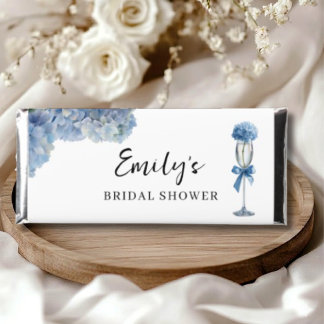 Elegant Something Blue Hydrangea Floral Candy Hershey Bar Favors