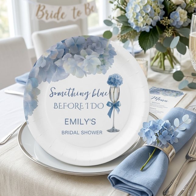Elegant Something Blue Hydrangea Floral  Paper Plates (Creator Uploaded)