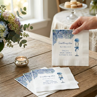 Elegant Something Blue Hydrangea Floral Party Napkins