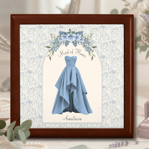 Elegant Something Blue Maid of Honor Luxe Jewelry Gift Box