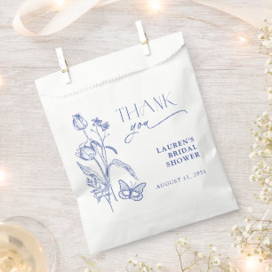 Elegant Something Blue Thank You Bridal Shower Favor Bag