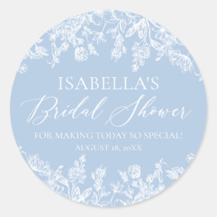 Elegant Something Blue Vintage Bridal Shower Classic Round Sticker