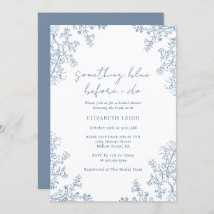 Elegant Something Blue Vintage Bridal Shower Invitation
