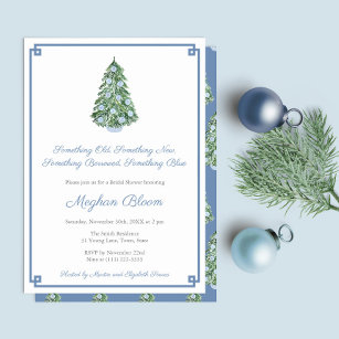 Elegant Something Blue Winter Bridal Shower Party  Invitation