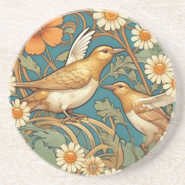 Elegant Songbird Decorative Ceramic Tile Coaster (Front)