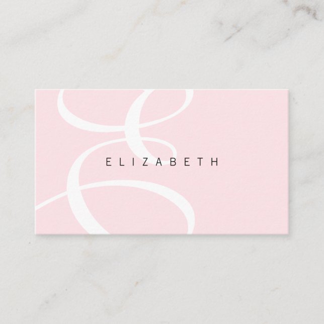 Elegant, Sophisticate Blush Pink Minimal Monogram Business Card (Front)