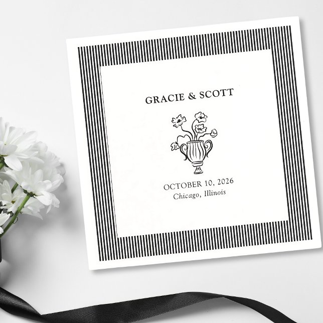 Elegant Sophisticated Black and White Wedding Napkins (Creator Uploaded)