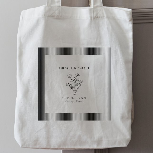Elegant Sophisticated Black and White Wedding Tote Bag (Creator Uploaded)
