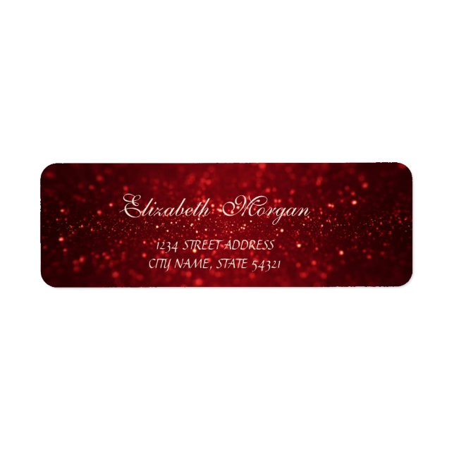 Elegant Sophisticated Bokeh Red Address Label (Front)