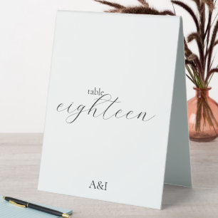 Elegant Sophisticated Calligraphy Black and White Table Tent