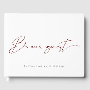Elegant Sophisticated Calligraphy Wedding Burgundy Guest Book