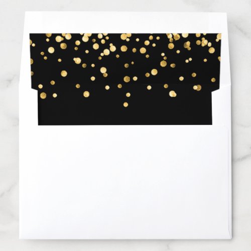 Elegant Sophisticated Chic Black  Gold Confetti  Envelope Liner