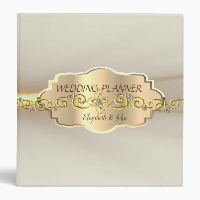 Elegant Sophisticated,Chic ,Gold Frame 3 Ring Binder (Front)