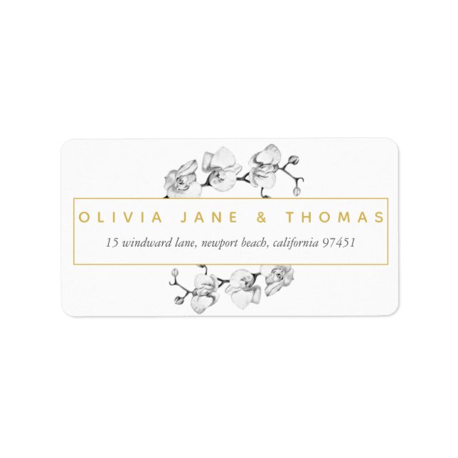 Elegant Sophisticated Chic Modern Floral Gold  Label (Front)