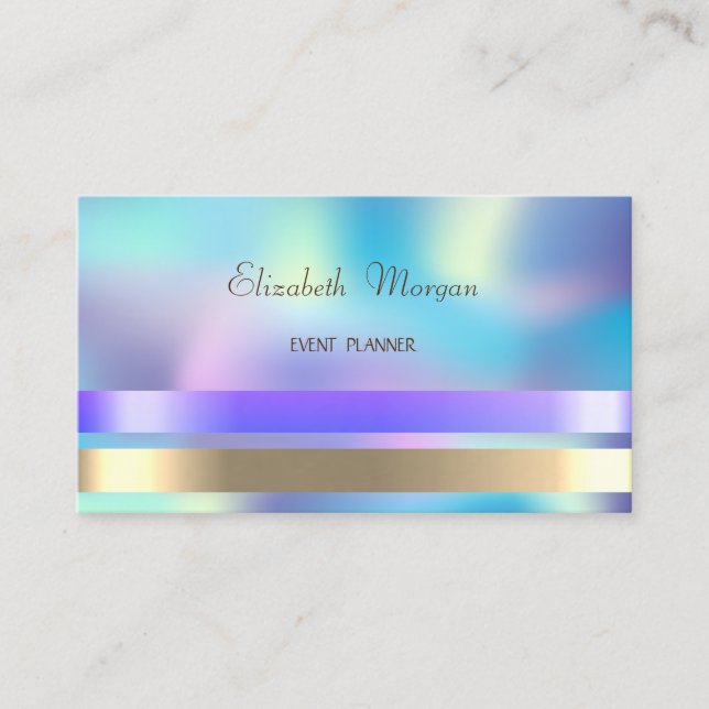 Elegant Sophisticated Chic Modern Holographic Business Card (Front)