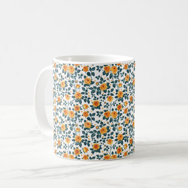 Elegant Sophisticated Chic Romantic Floral  Coffee Mug (Front Left)