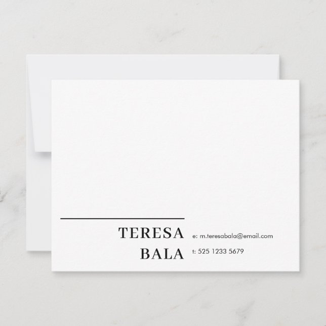 Elegant Sophisticated Classic Minimalist White Des Note Card (Front)