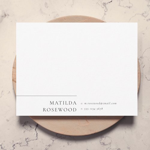 Elegant Sophisticated Classic Minimalist White Note Card