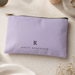 Elegant Sophisticated Classic Monogram Lilac Accessory Pouch